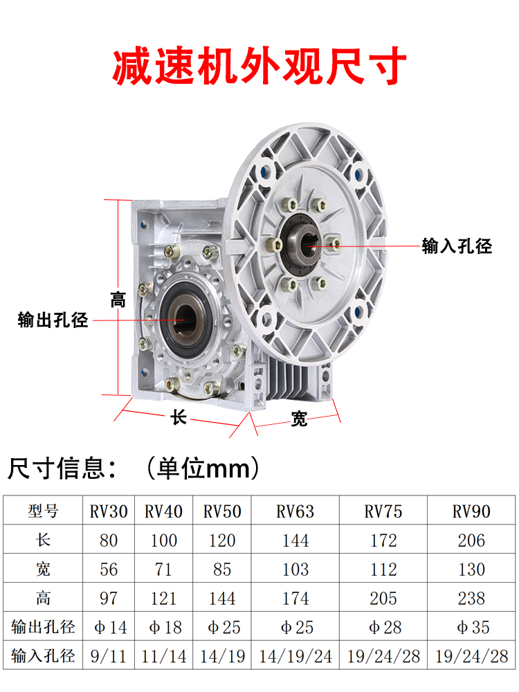 NMRV63中空轴减速机 空心蜗轮蜗杆减速箱 可配单向双向输出轴 带安装法兰